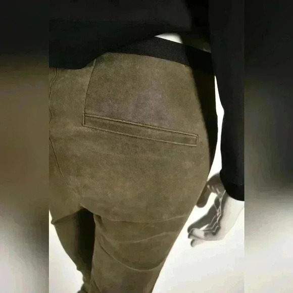 HELMUT LANG Tan Grey Distressed Lambskin Leather Skinny Legging Pants 8US Medium - Picture 5 of 8